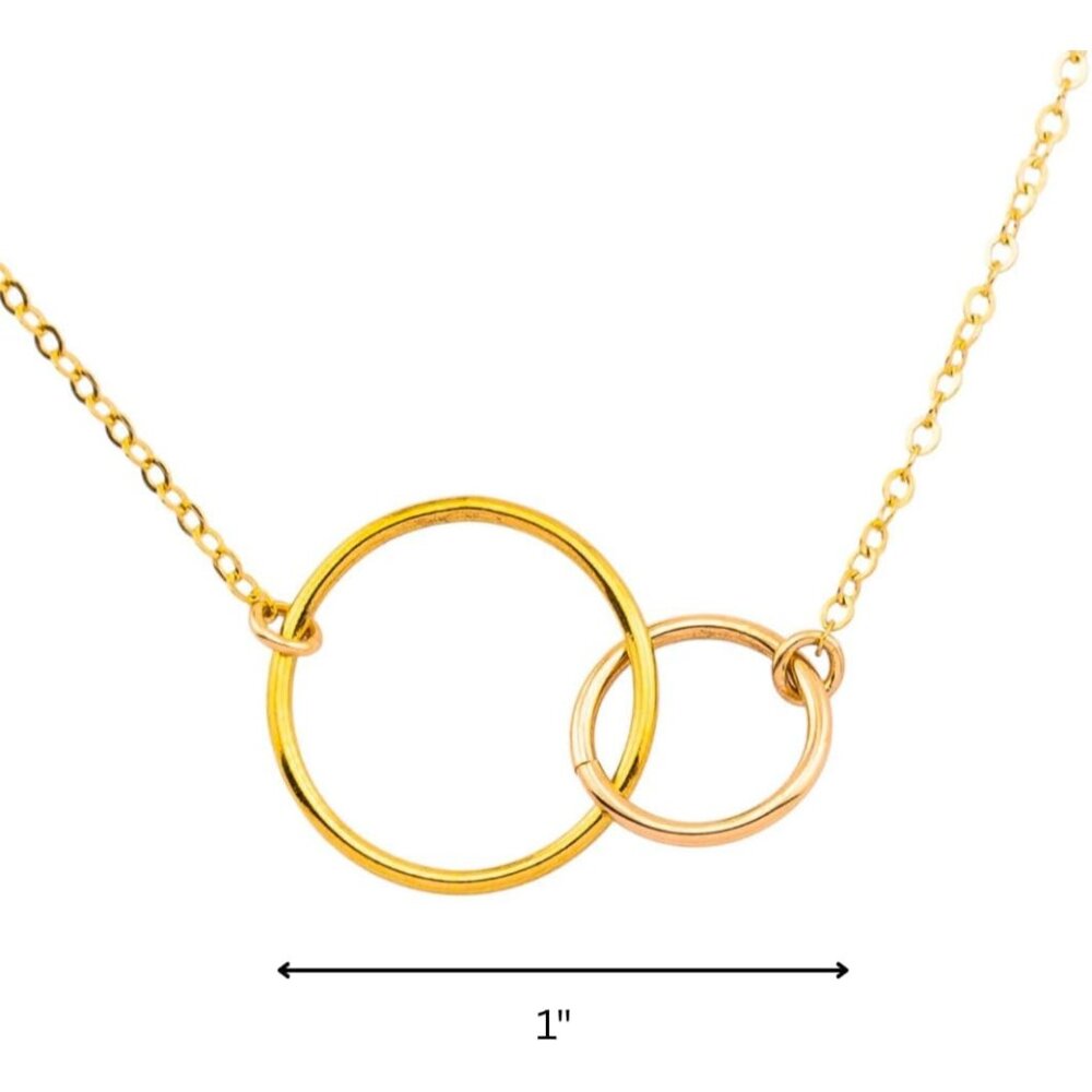 Interlocking Double Circle Necklace 14k Gold Fill… - image 2